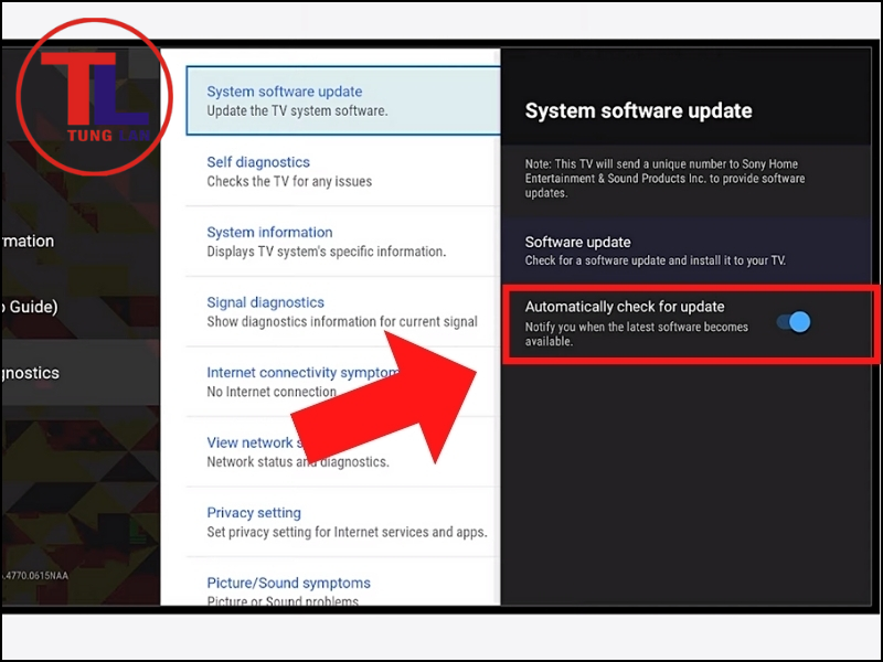 Cập nhật phần mềm tivi Sony 