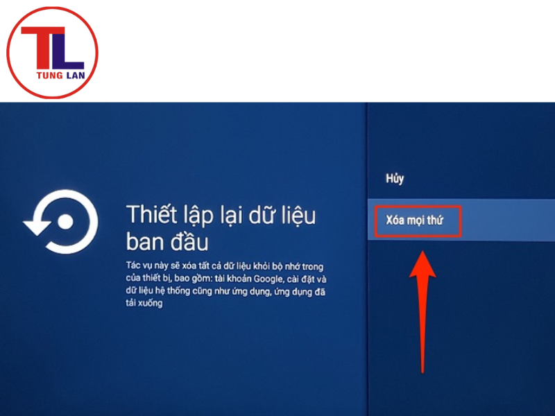 Sao lưu dữ liệu và đặt lại cài đặt gốc 