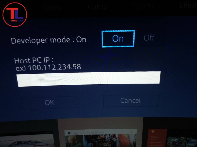 Chọn bật và nhập IP tivi