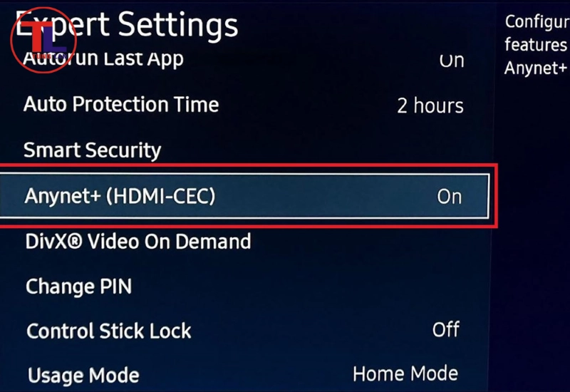 Kiểm tra chế độ HDMI CEC (Anynet+)