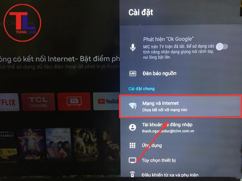 tivi tcl không vào được youtube
