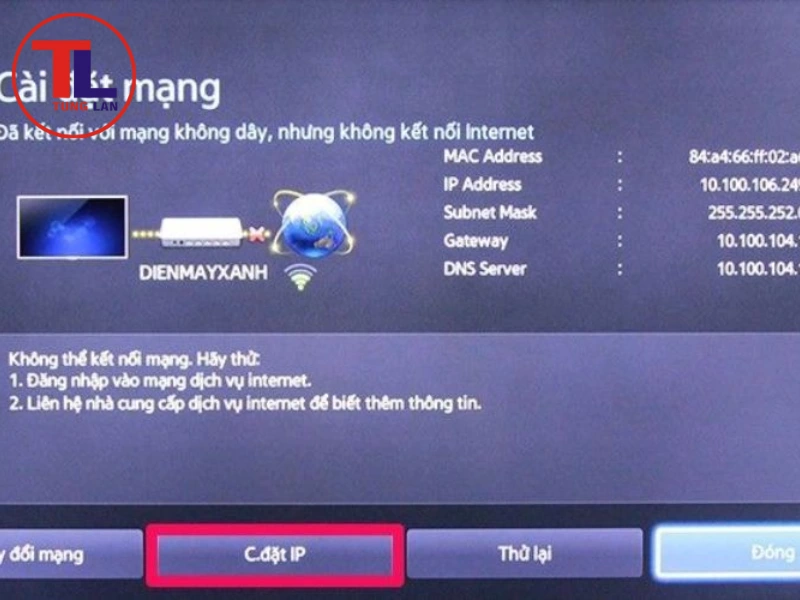 tivi sony không kết nối được wifi