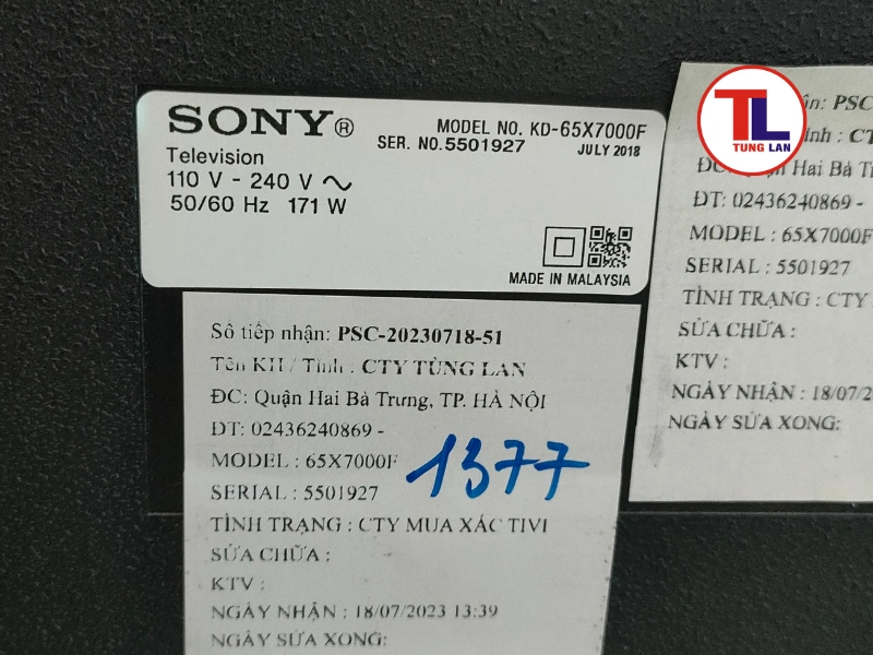 Thông số kỹ thuật của tivi SONY 65X7000F