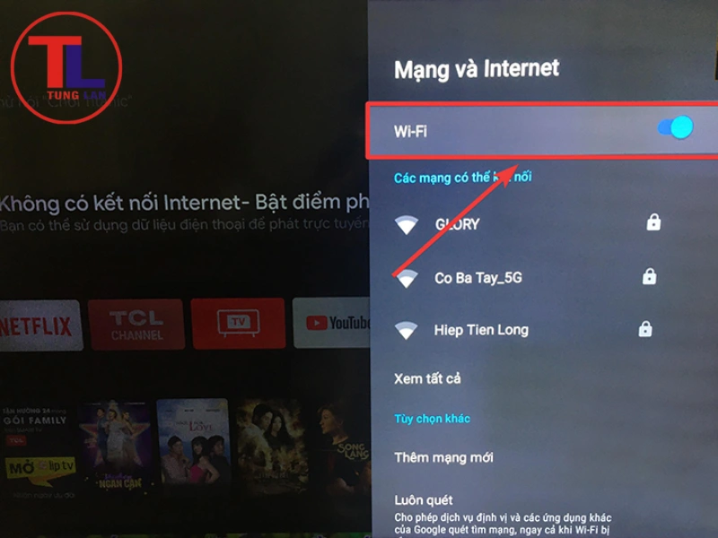 tivi tcl không vào được youtube